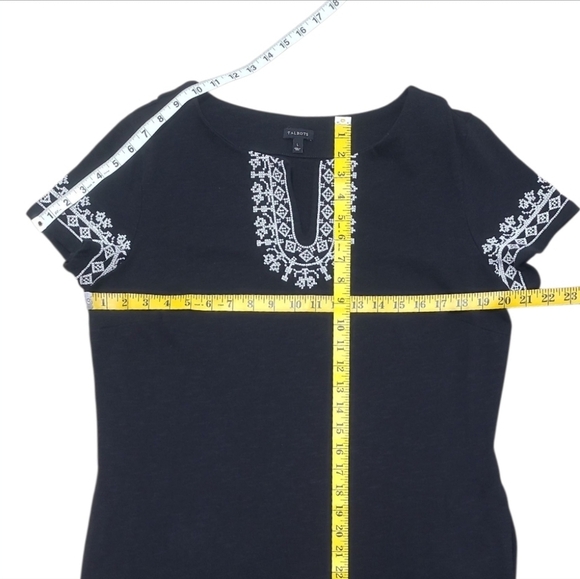 Talbots Embroidered Dress Black White Size Large - Picture 8 of 16